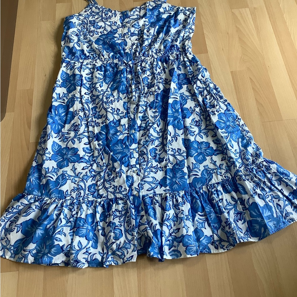 Vineyard Vines Blue and White Floral Midi Dress
